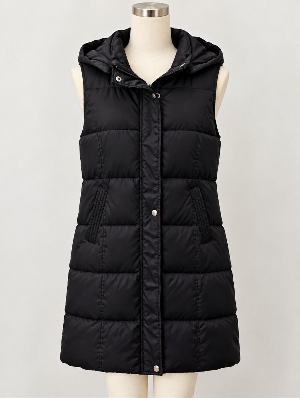 Black Hooded Puffer Vest